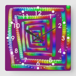 Cool Funky Rainbow Maze Rolling Marbles Design Square Wall Clock