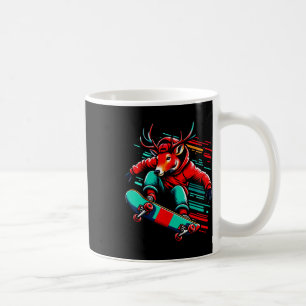 Cool Funky Red Deer Skateboarding Illustration Art Coffee Mug
