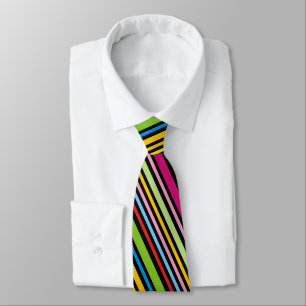 Cool Funky Retro Colourful Striped Pattern Tie