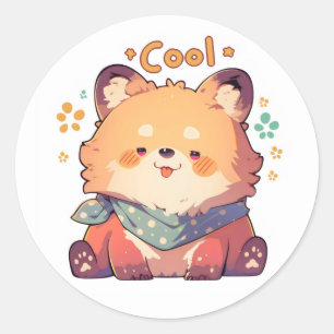 Cool Funny Anime Animal Classic Round Sticker