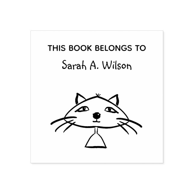 Cool Funny Art Cat Book Belongs Personalised Book Rubber Stamp (Imprint)
