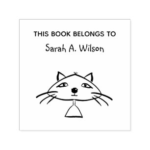 Cool Funny Art Cat Book Belongs Personalised Book Self-inking Stamp