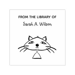 Cool Funny Art Cat From the Library Personalised Self-inking Stamp