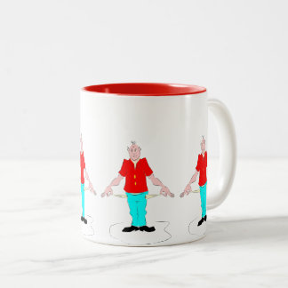 Cool Funny Broke Old Man Character Two-Tone Coffee Mug