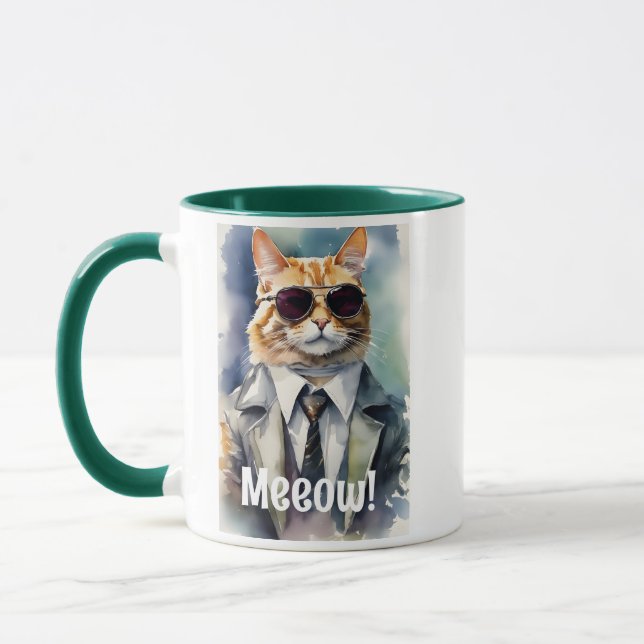 Cool Funny Cat Graphic Coffee Mug (Left)