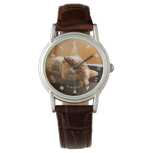 Cool Funny Cat Sleeping And Napping Clock Watch