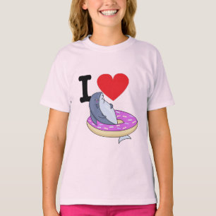 Cool Funny graphic design love shark pun doughnut T-Shirt