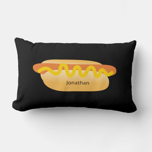 Cool Funny Hot Dog Novelty Custom Name Lumbar Cushion (Front)