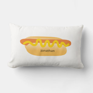 Cool Funny Hot Dog White Novelty Custom Name Lumbar Cushion