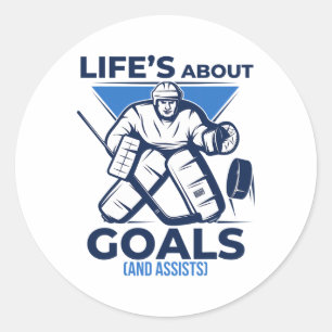 Cool Funny Life Goals And Ists Ice Hockey Game Tea Classic Round Sticker