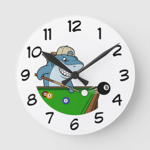 Cool Funny Man Cave Pool Shark Rebel Wall Clocks