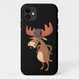 Cool Funny Moose Hat Moustache Animal Lover iPhone 11 Case