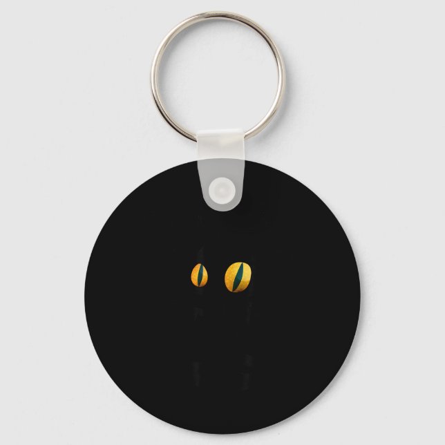 Cool Funny Pew Pew Halloween Black Cat Graphic Key Ring (Front)