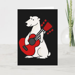 Cool Funny Polar Bear Playing Guitar Art Holiday Card