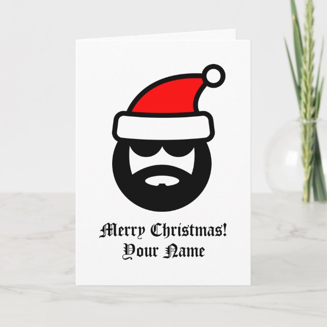 Cool funny Santa Claus cartoon Merry Christmas Card (Front)