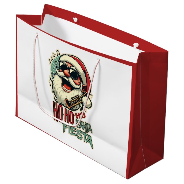 Cool funny Santa Claus with sunglasses - Ho-ho-ho Large Gift Bag (Front Angled)