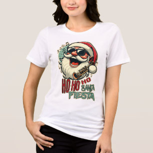 Cool funny Santa Claus with sunglasses - Ho-ho-ho Tri-Blend Shirt