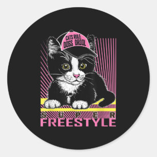 Cool Funny Sarcastic Cats Meme Quotes Cartoon Grap Classic Round Sticker