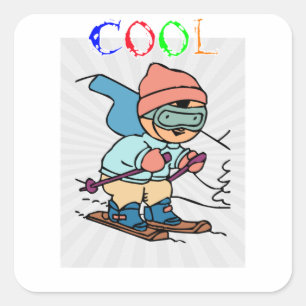 Cool Funny Skier skiing designs skiing funny Square Sticker