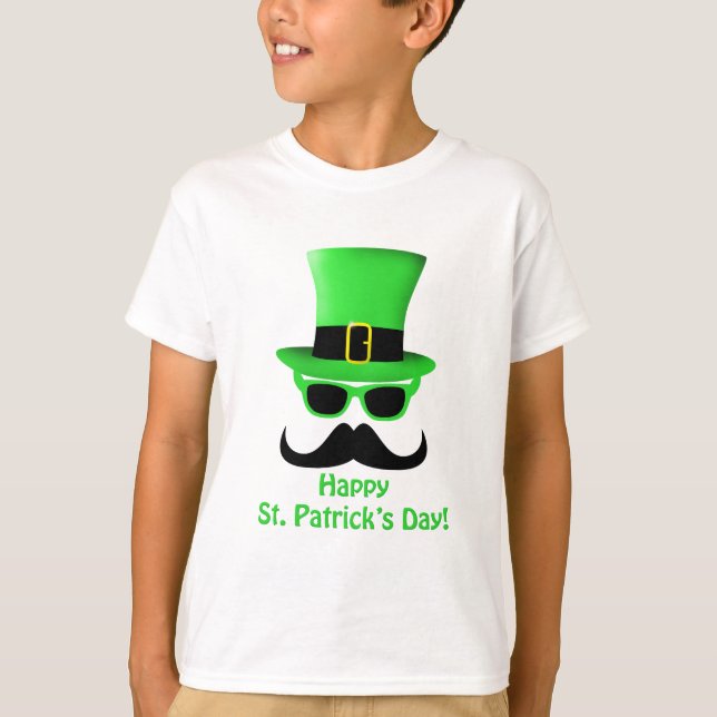 Cool Funny St. Patrick's Day Moustache Top hat Man (Front)