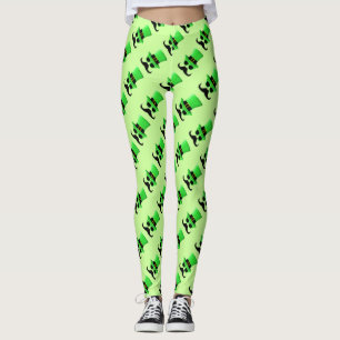 Cool Funny St. Patrick's Day Moustache Top hat Man Leggings