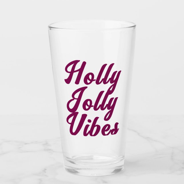 Cool Funny Stylish Modern Merry Christmas beer Glass (Front)
