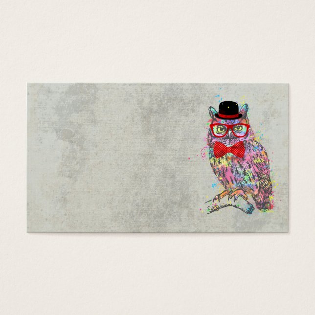 Cool funny trendy colourful watercolours owl (Front)