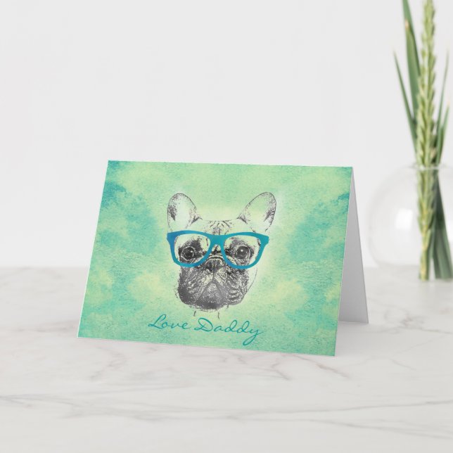 Cool  funny trendy vintage French bulldog  puppy Card (Front)