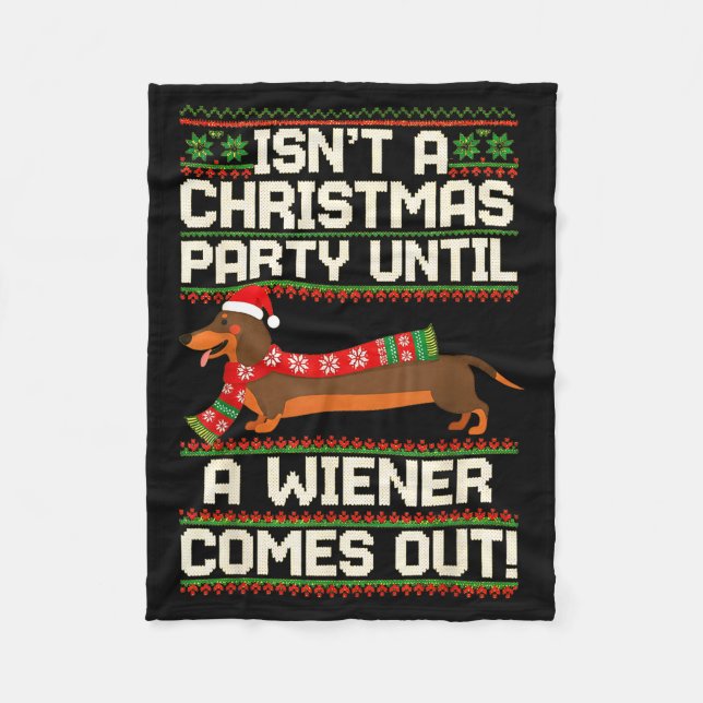 Cool Funny Wiener Dog Christmas Dachshund Holiday  Fleece Blanket (Front)
