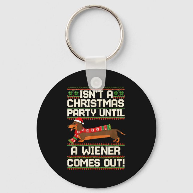Cool Funny Wiener Dog Christmas Dachshund Holiday  Key Ring (Front)