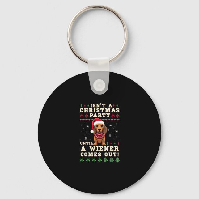 Cool Funny Wiener Dog Christmas Dachshund Holiday  Key Ring (Front)