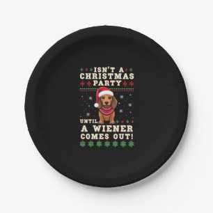 Cool Funny Wiener Dog Christmas Dachshund Holiday Paper Plate