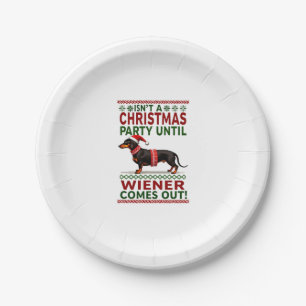 Cool Funny Wiener Dog Christmas Dachshund Holiday Paper Plate