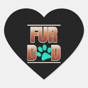 Cool Fur Dad With Cat Paw On Purrsday Heart Sticker
