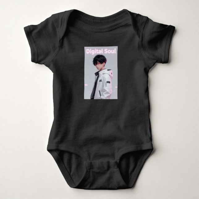 Cool Future Hero Anime Boy Baby Bodysuit (Front)