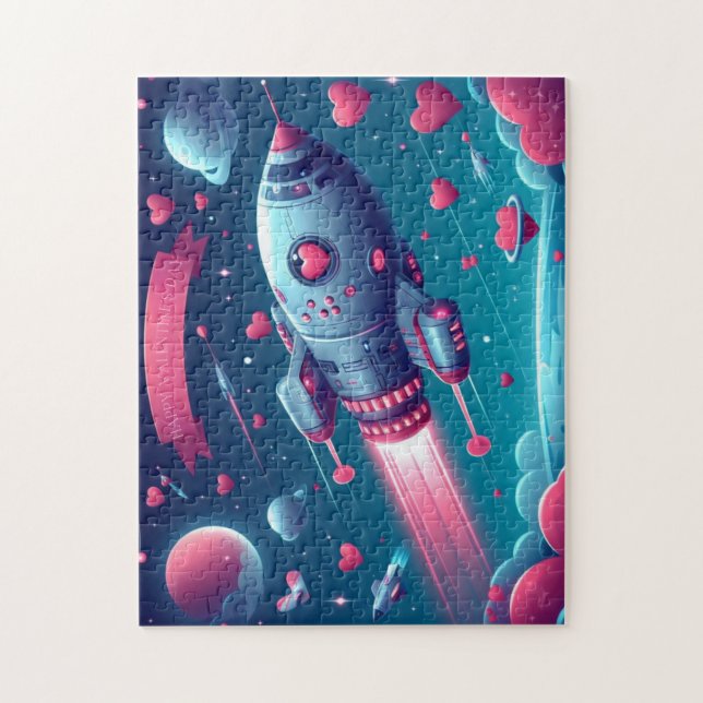 Cool/futuristic spaceship valentine's day jigsaw puzzle (Vertical)