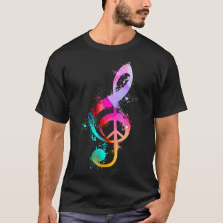 Cool G Clef Musical Note Peace Sign Hippie 60s T-Shirt