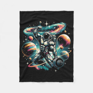 Cool Galaxy Bodybuilder Astronaut On Bodybuilding Fleece Blanket
