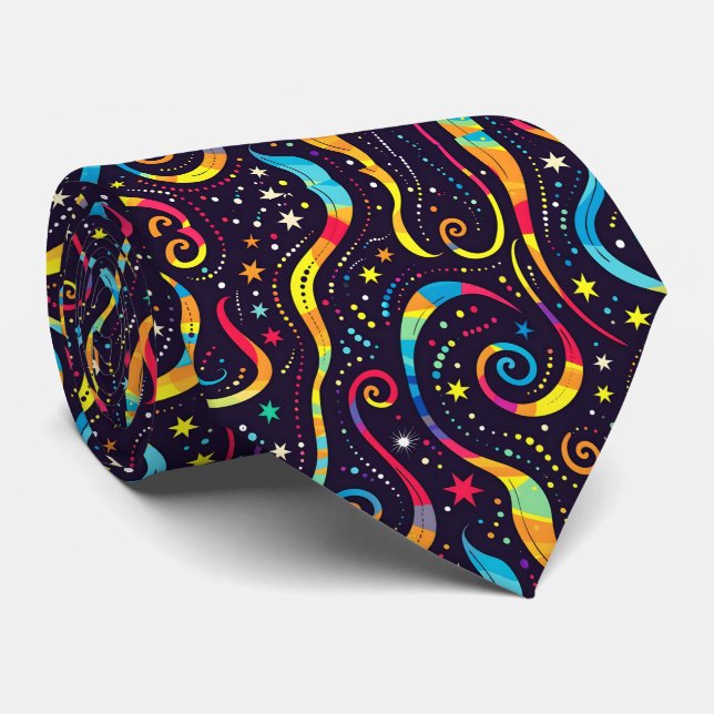 Cool galaxy disco tiled pattern  tie (Rolled)