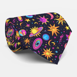 Cool galaxy disco tiled pattern tie