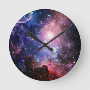 Cool galaxy nebula round clock
