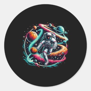 Cool Galaxy Sketll Player Astronaut On Sketll  Classic Round Sticker