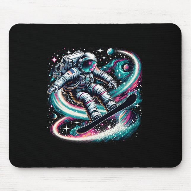 Cool Galaxy Snowboarder Astronaut On Snowboarding  Mouse Pad (Front)