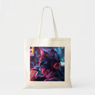 Cool Gamer Cat Smoking Funny Tote Bag