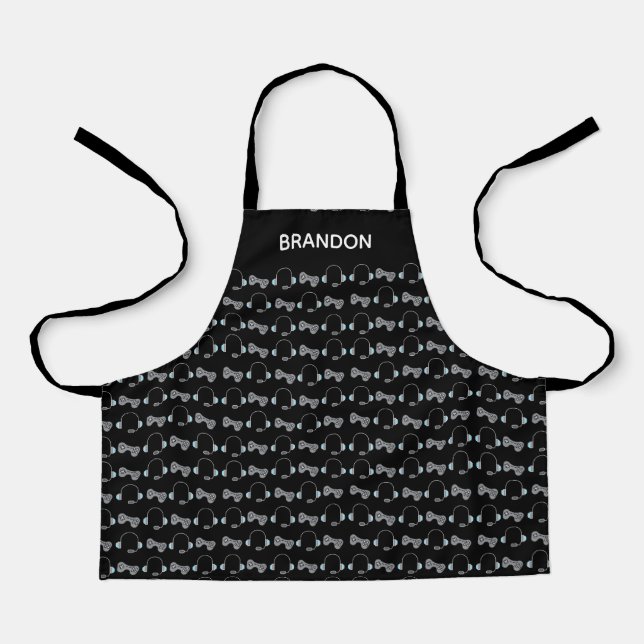 Cool Gamer Custom Kids Black Video Game Apron (Front)