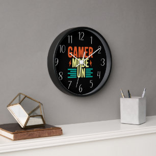 Cool gamer mode word art unisex clock