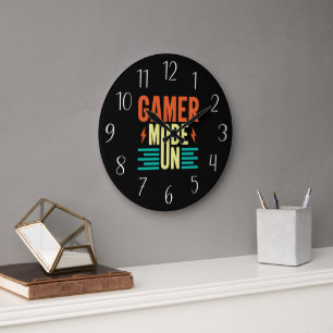 Cool gamer mode word art unisex large clock