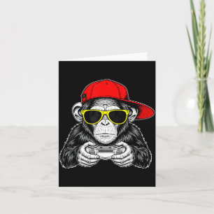 Cool Gamer Monkey With Controller Funny Gaming Vid Card