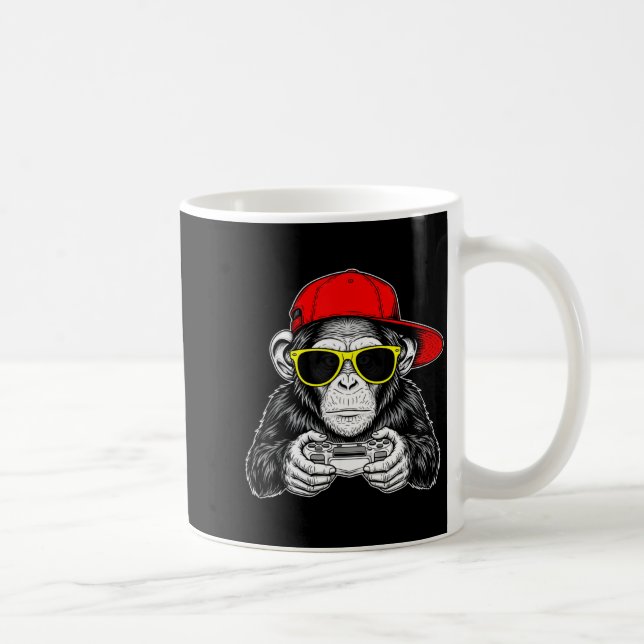 Cool Gamer Monkey With Controller Funny Gaming Vid Coffee Mug (Right)