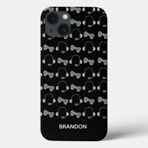 Cool Gamer Personalised Gaming Pattern Black iPhone 13 Case